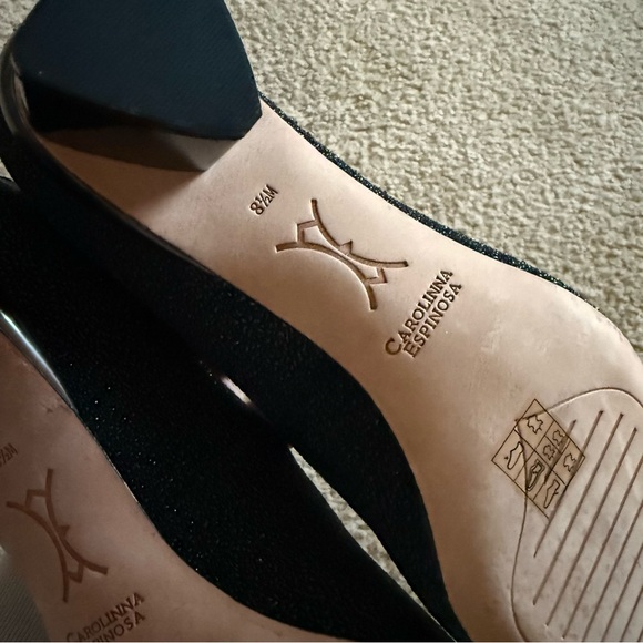 Carolina Espinosa Liner Black Glitter Pumps Heels Size 8.5 - Picture 6 of 6